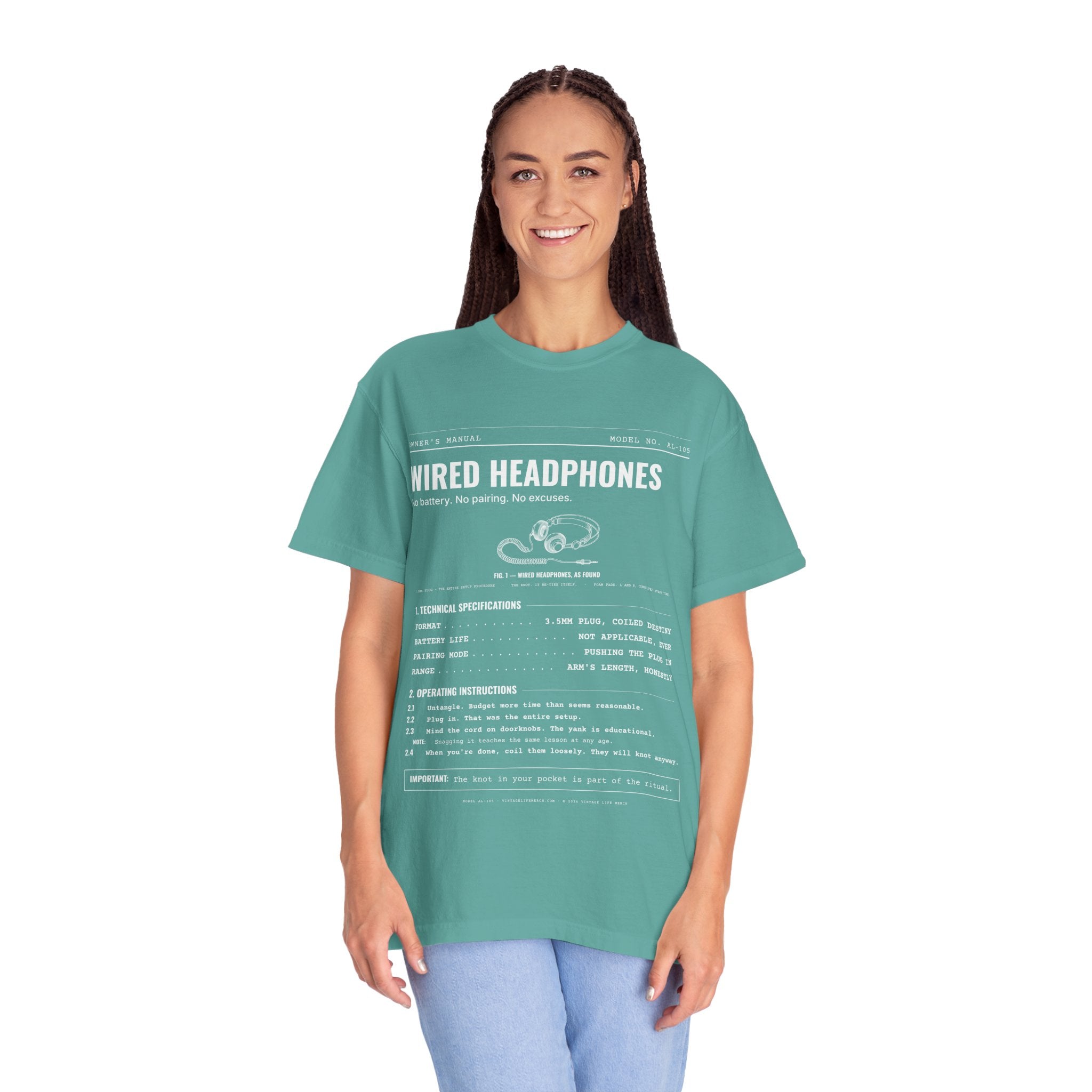 Wired Headphones Spec Sheet Shirt | Analog Life Vintage Tee