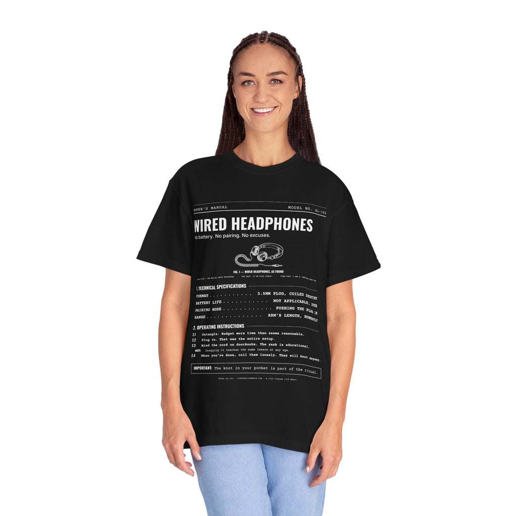 Wired Headphones Spec Sheet Shirt | Analog Life Vintage Tee