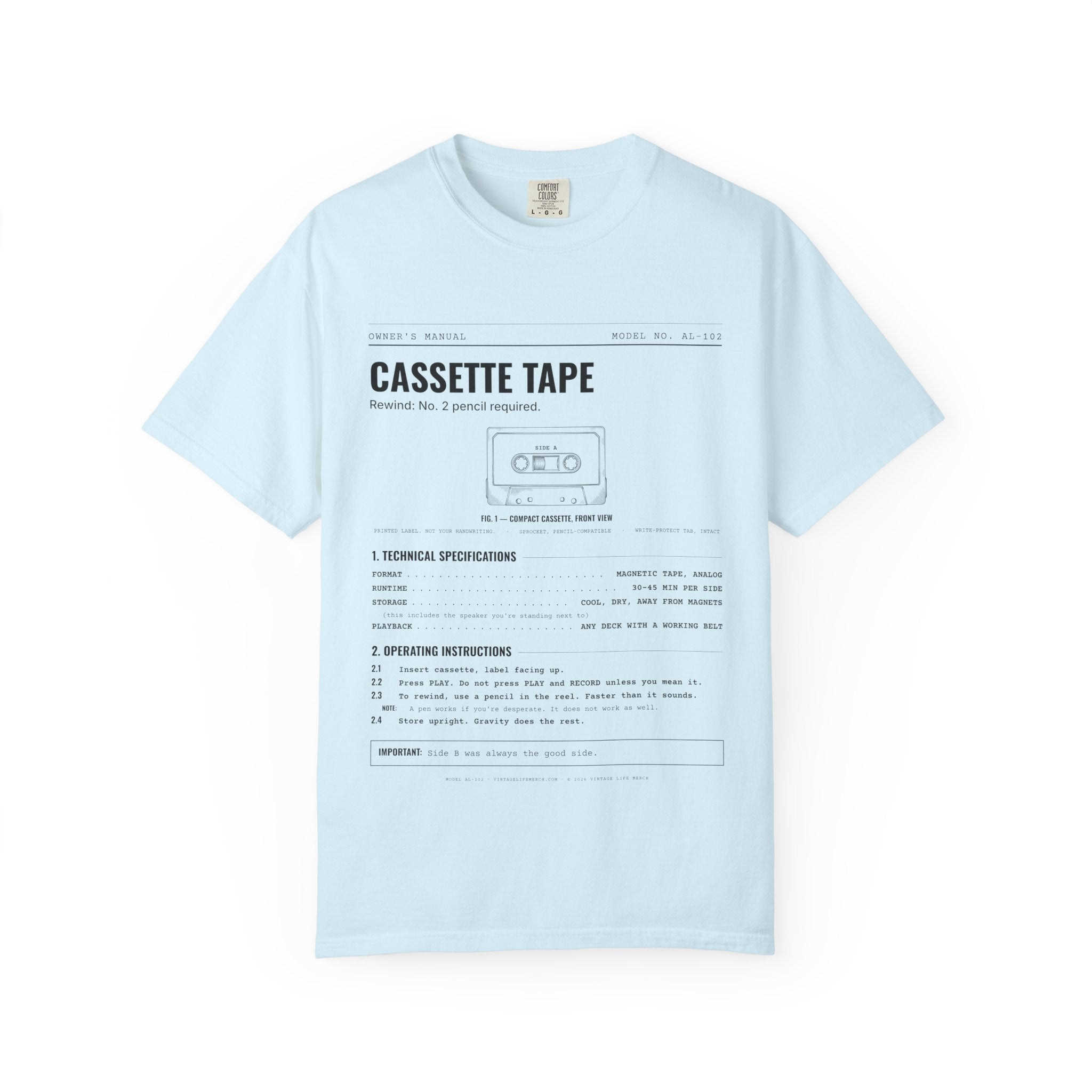 Cassette Tape Spec Sheet Shirt | Analog Life Vintage Tee in Chambray
