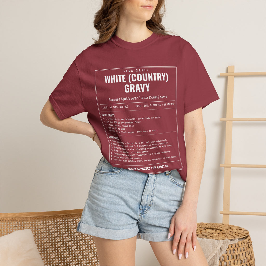 White Country Gravy | Vintage Recipe Card T-Shirt — White Ink