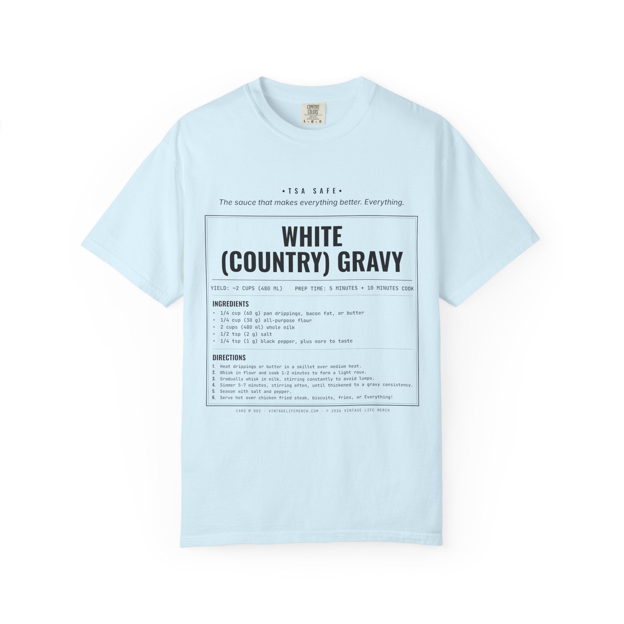 White Country Gravy Recipe Shirt | Southern Vintage Tee