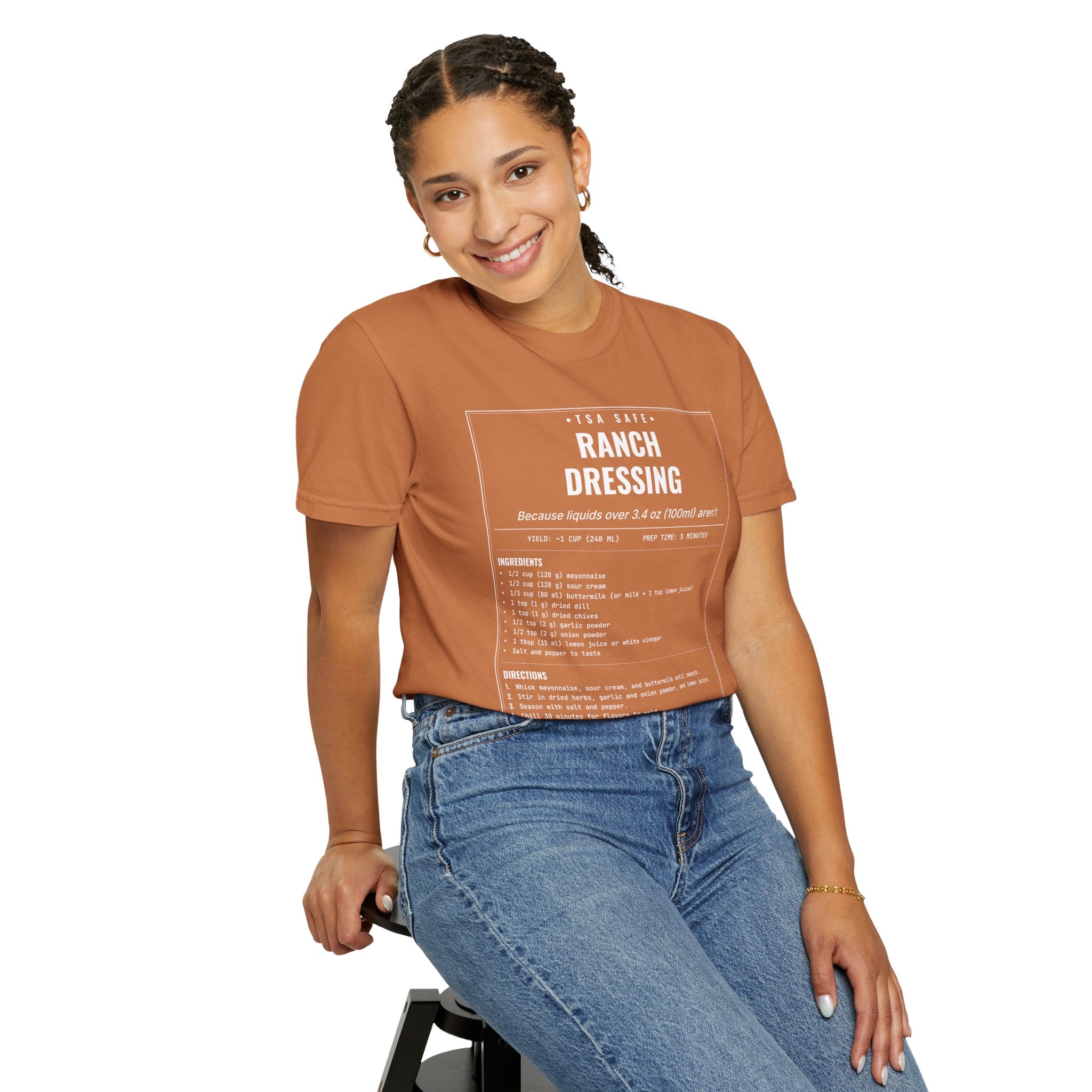 TSA-Safe Ranch Dressing | Vintage Recipe Card T-Shirt — White Ink