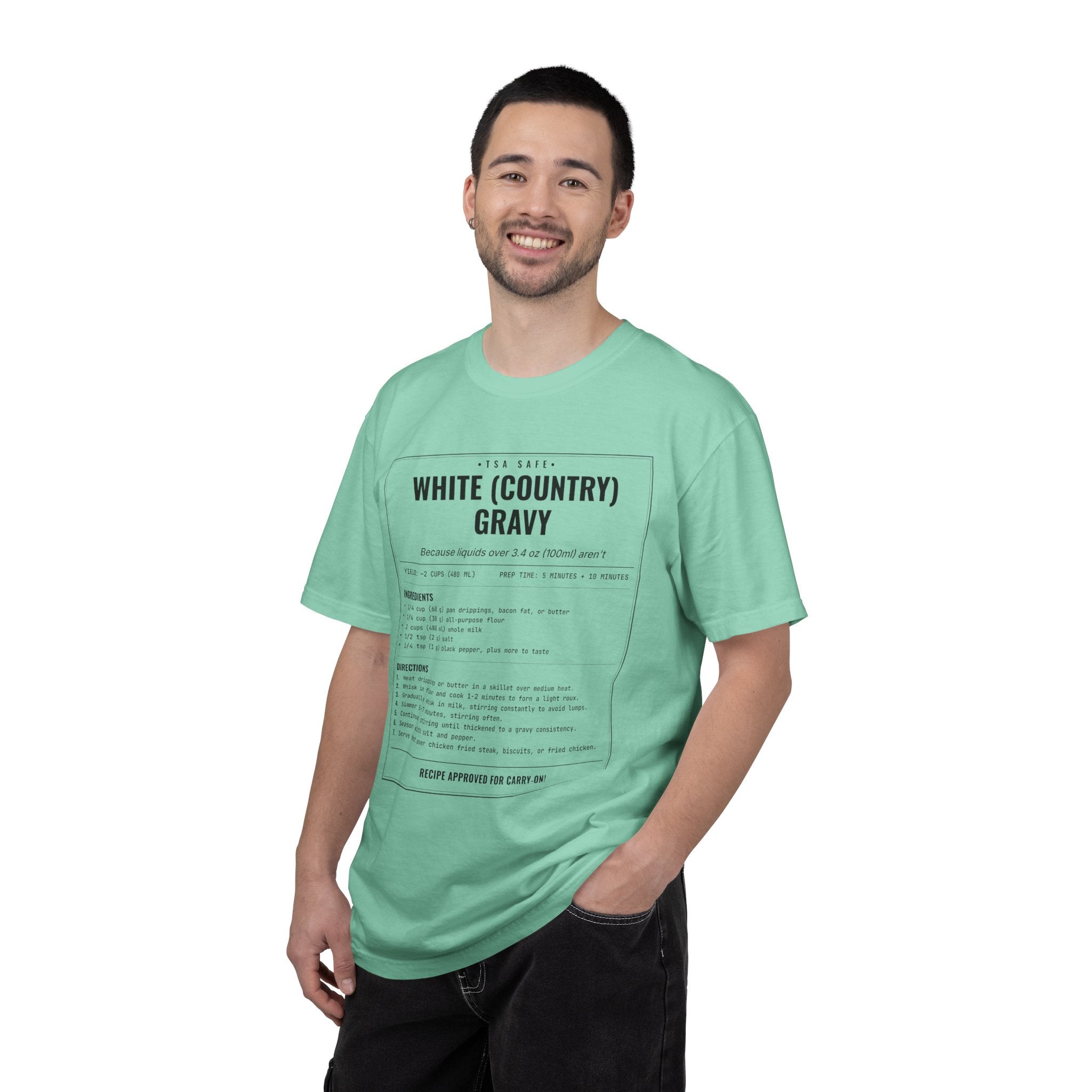 White Country Gravy | Vintage Recipe Card T-Shirt — Black Ink
