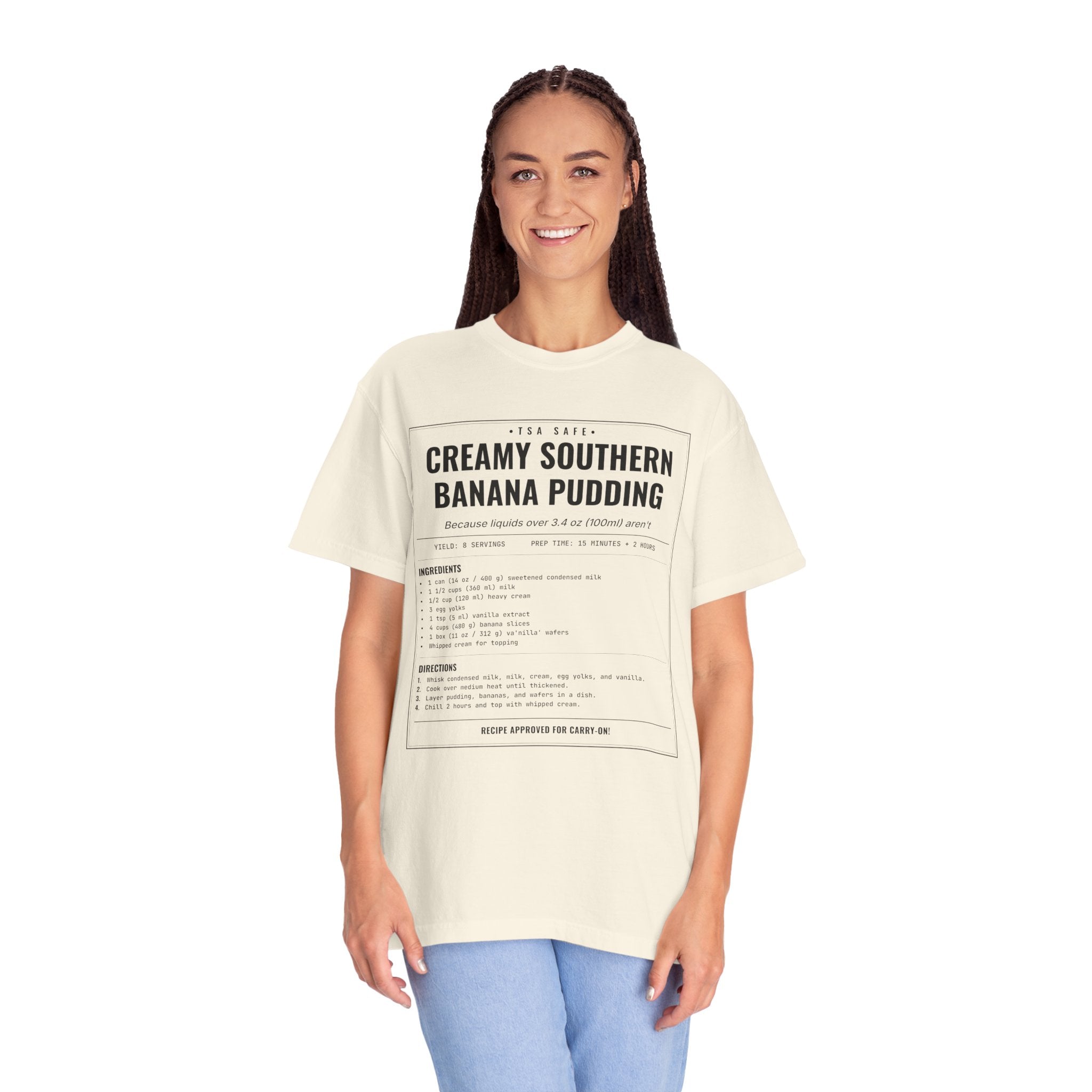Creamy Southern Banana Pudding | Vintage Recipe Card T-Shirt — Black Ink