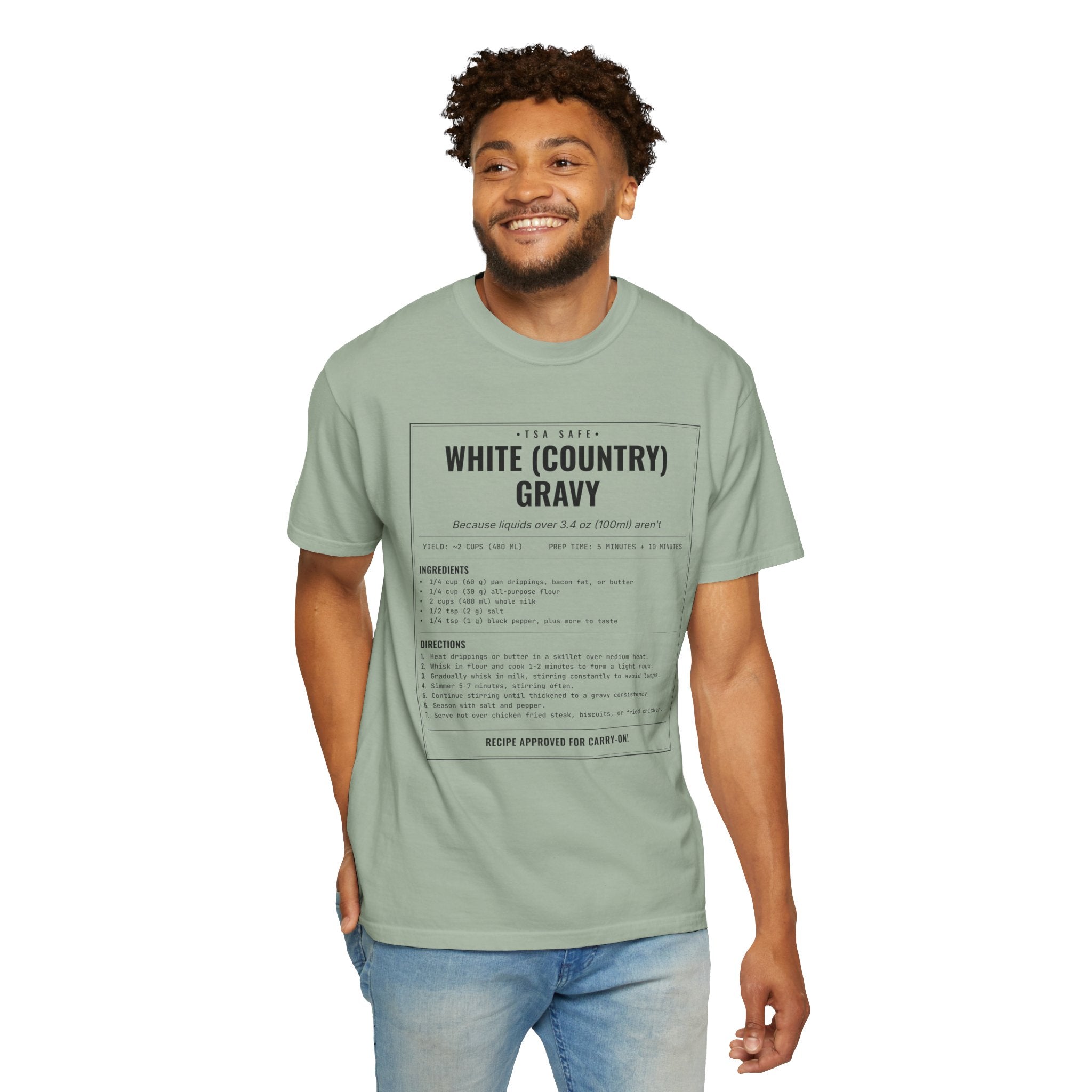 White Country Gravy | Vintage Recipe Card T-Shirt — Black Ink