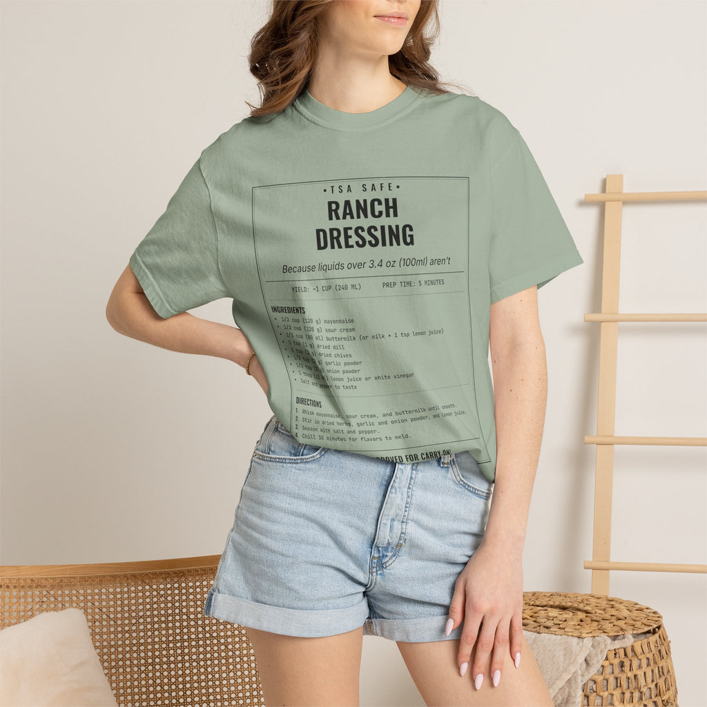 TSA-Safe Ranch Dressing | Vintage Recipe Card T-Shirt — Black Ink