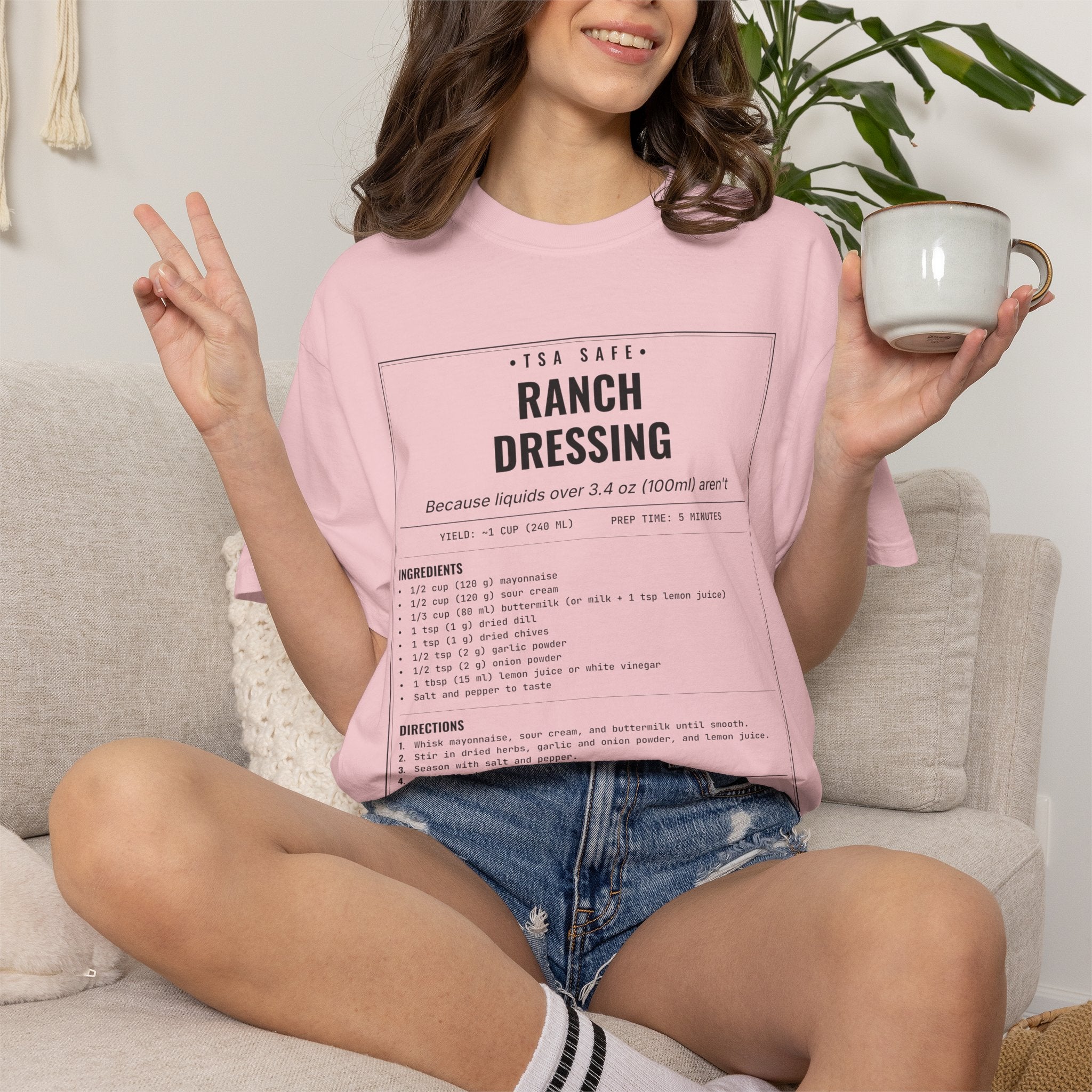 TSA-Safe Ranch Dressing | Vintage Recipe Card T-Shirt — Black Ink