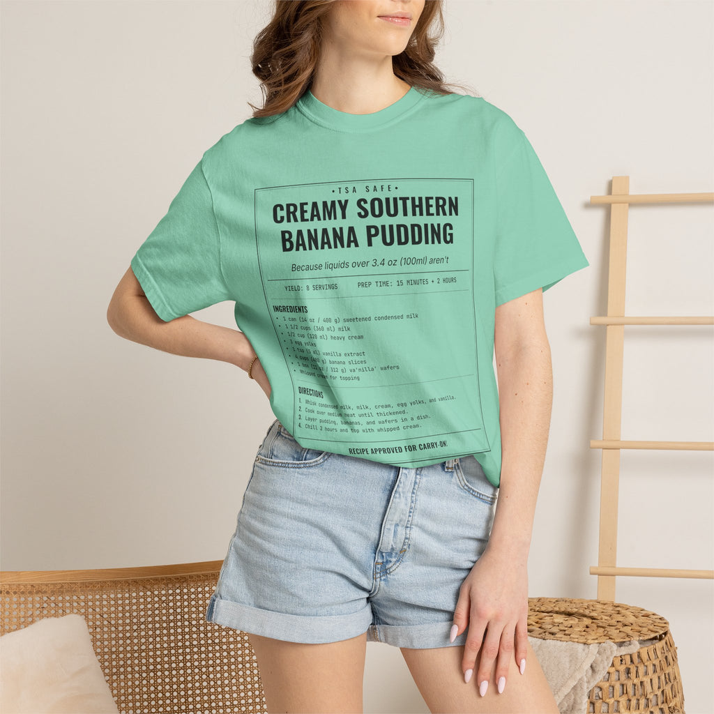 Creamy Southern Banana Pudding | Vintage Recipe Card T-Shirt — Black Ink
