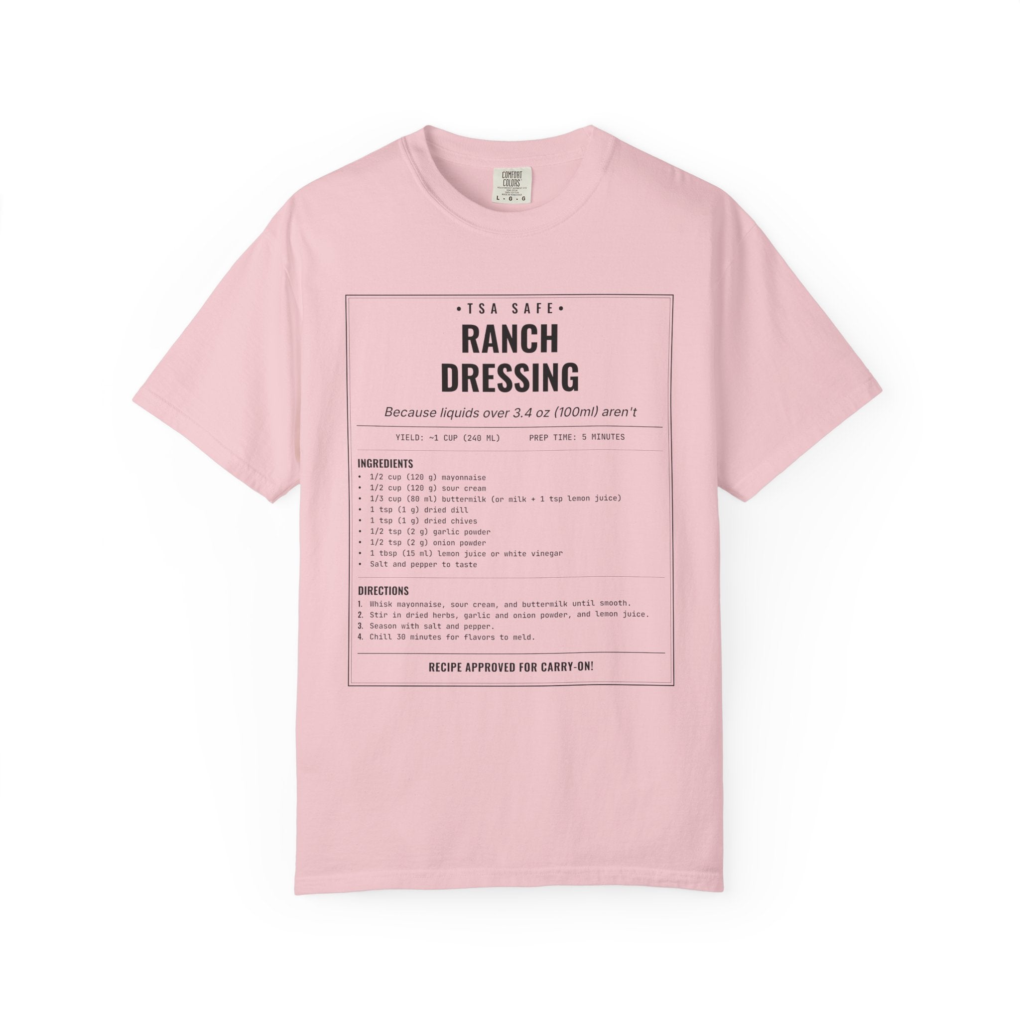 TSA-Safe Ranch Dressing | Vintage Recipe Card T-Shirt — Black Ink
