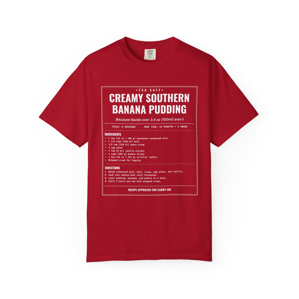 Creamy Southern Banana Pudding | Vintage Recipe Card T-Shirt — White Ink