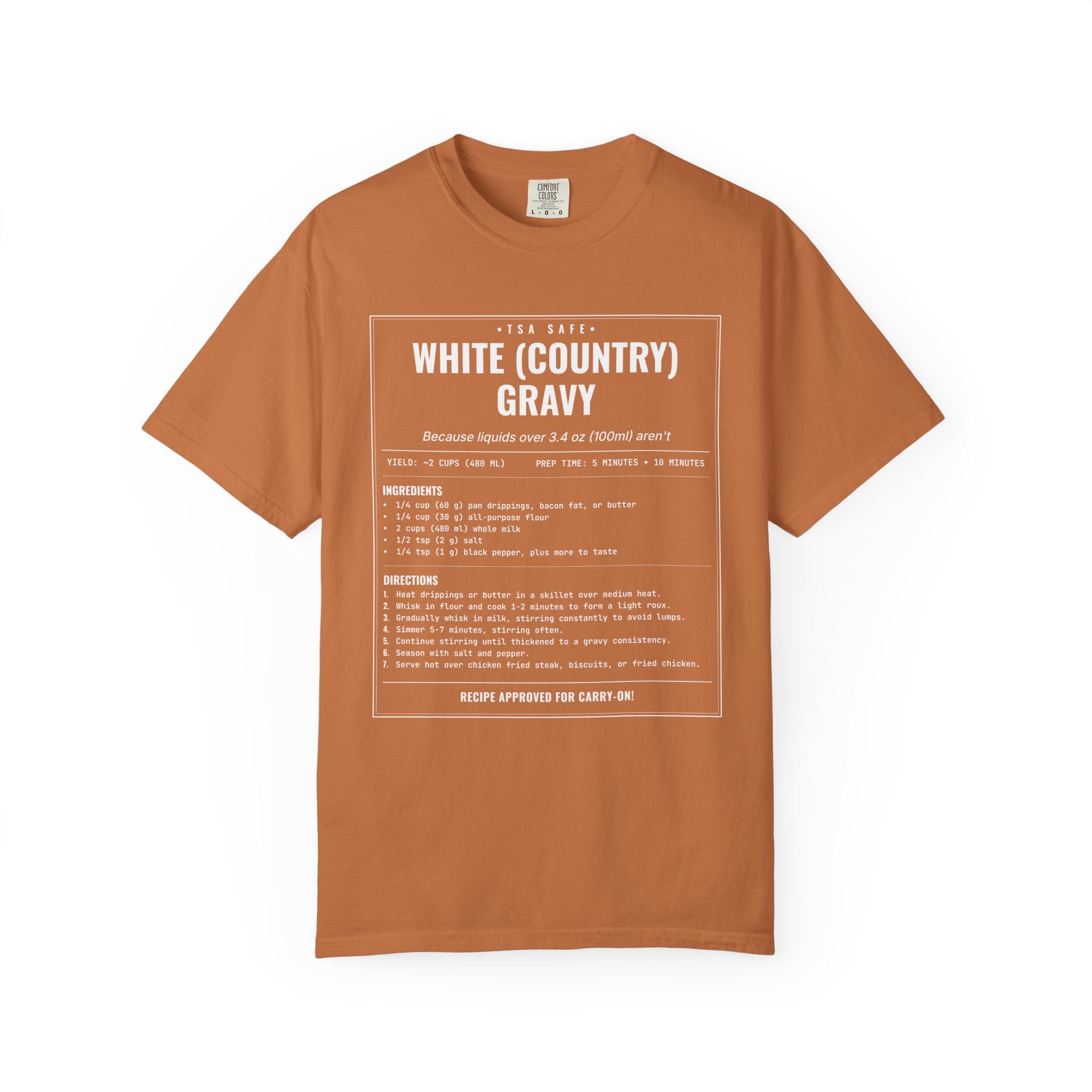 White Country Gravy | Vintage Recipe Card T-Shirt — White Ink