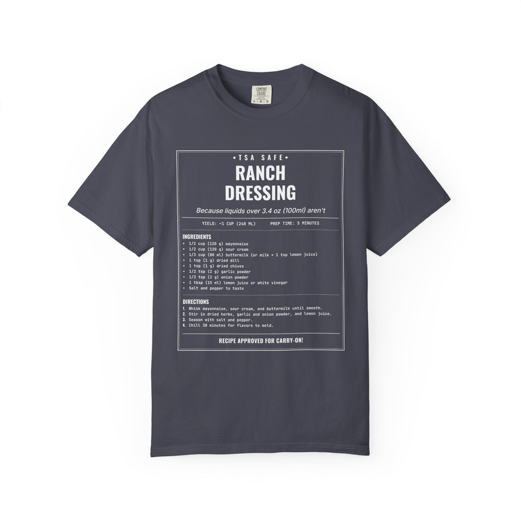 TSA-Safe Ranch Dressing | Vintage Recipe Card T-Shirt — White Ink