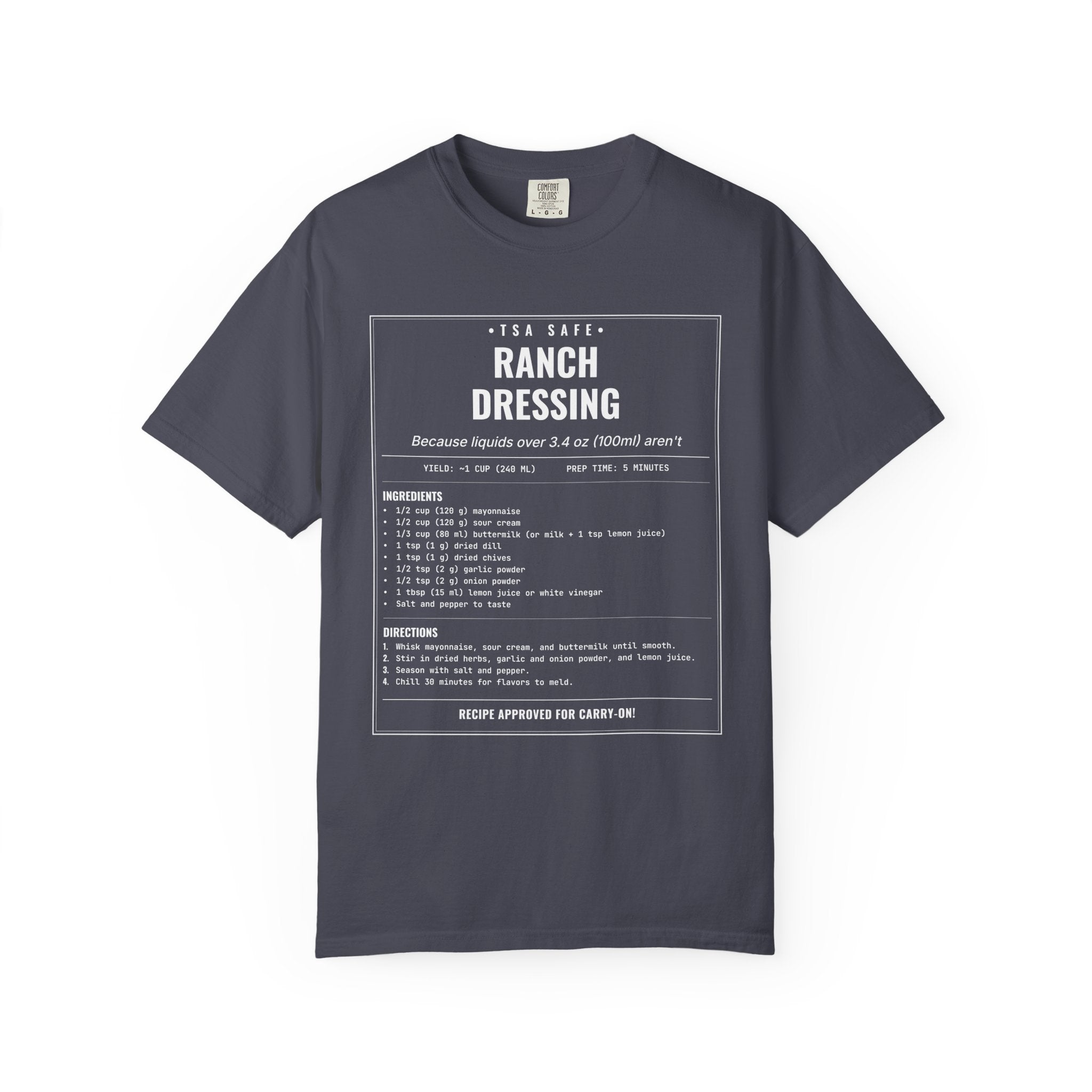 TSA-Safe Ranch Dressing | Vintage Recipe Card T-Shirt — White Ink