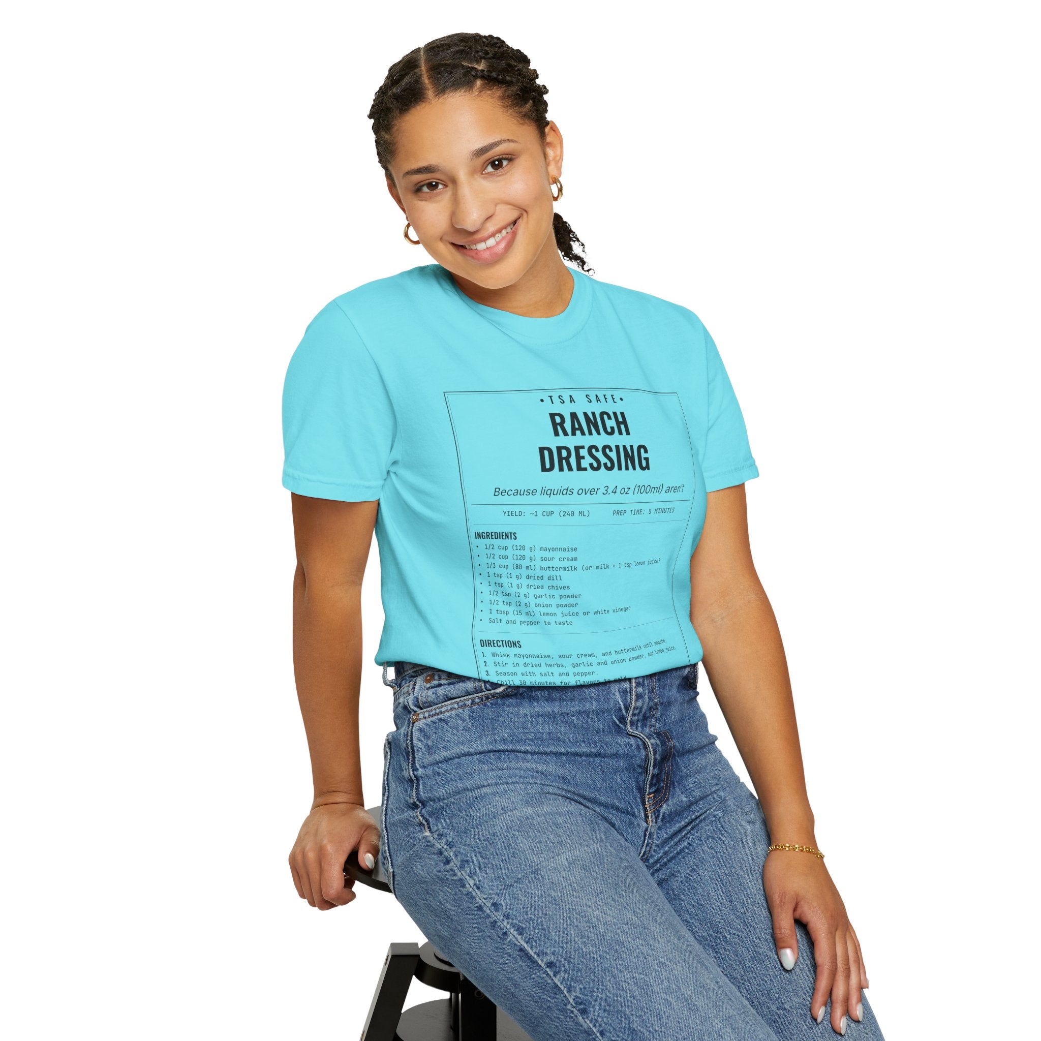 TSA-Safe Ranch Dressing | Vintage Recipe Card T-Shirt — Black Ink