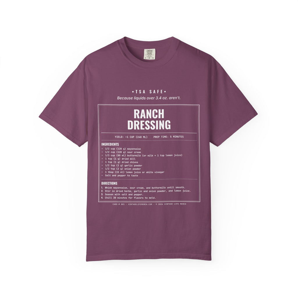 Ranch Dressing Recipe Shirt | TSA Safe Vintage Tee in Berry