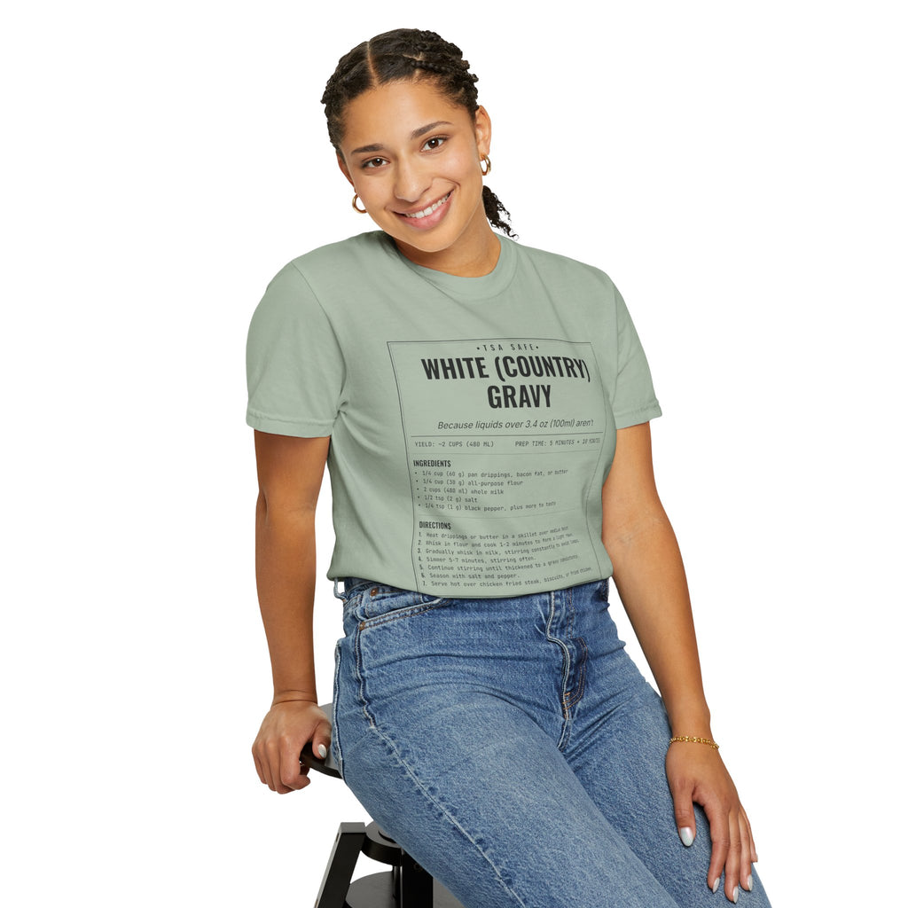 White Country Gravy | Vintage Recipe Card T-Shirt — Black Ink
