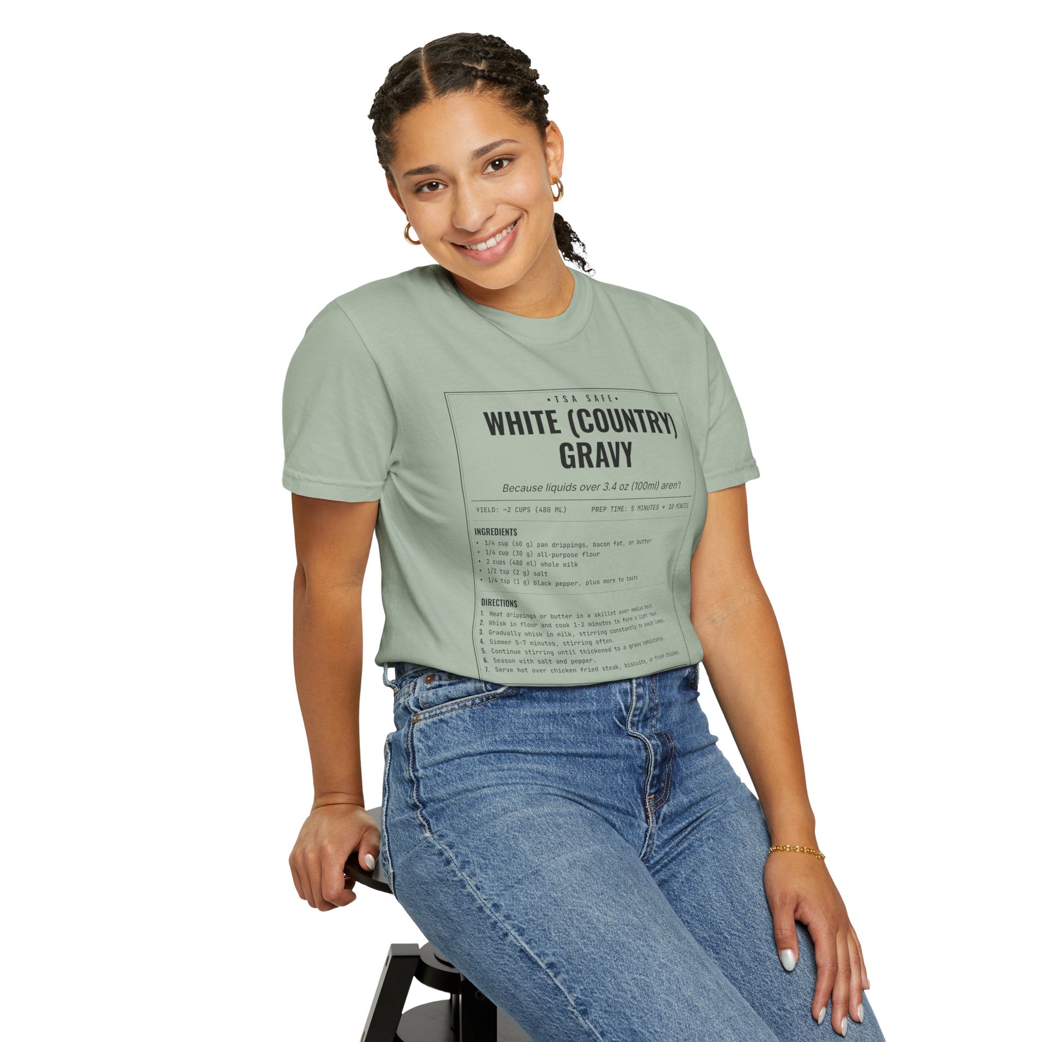 White Country Gravy | Vintage Recipe Card T-Shirt — Black Ink