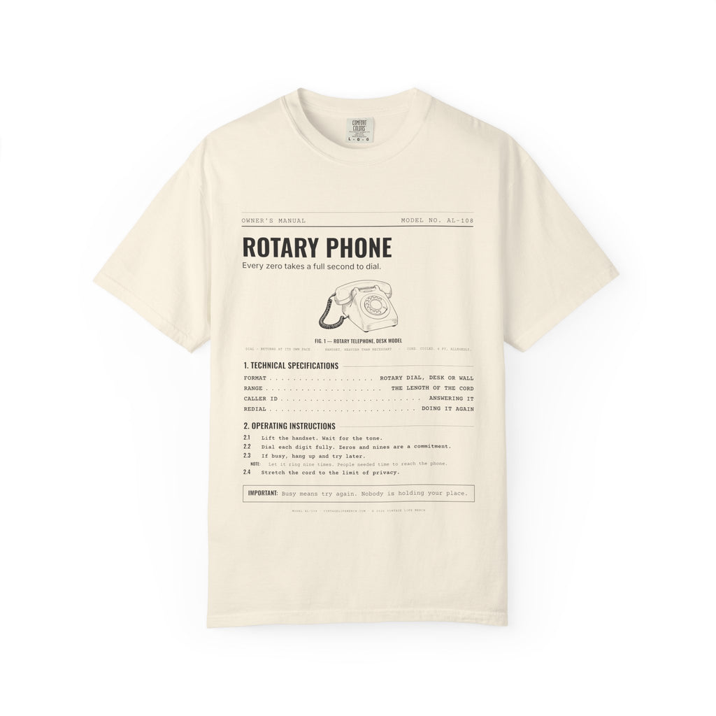Rotary Phone Spec Sheet Shirt | Analog Life Vintage Tee in Ivory