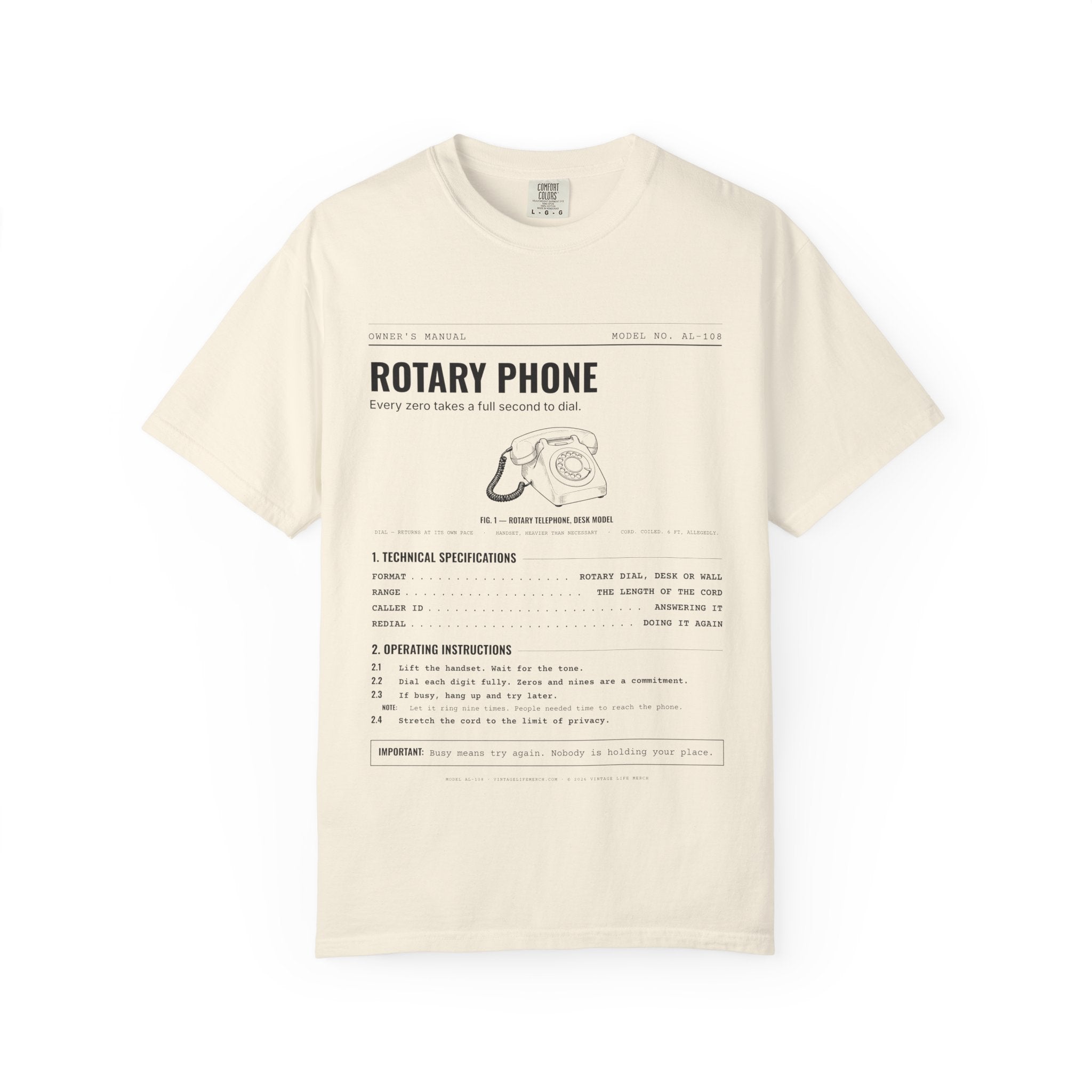 Rotary Phone Spec Sheet Shirt | Analog Life Vintage Tee in Ivory