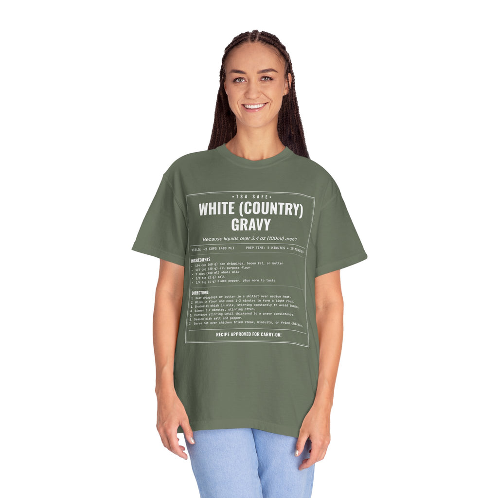 White Country Gravy | Vintage Recipe Card T-Shirt — White Ink