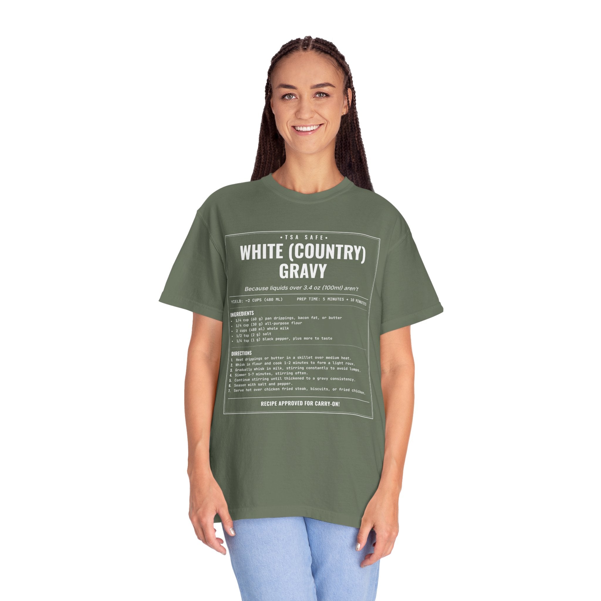 White Country Gravy | Vintage Recipe Card T-Shirt — White Ink