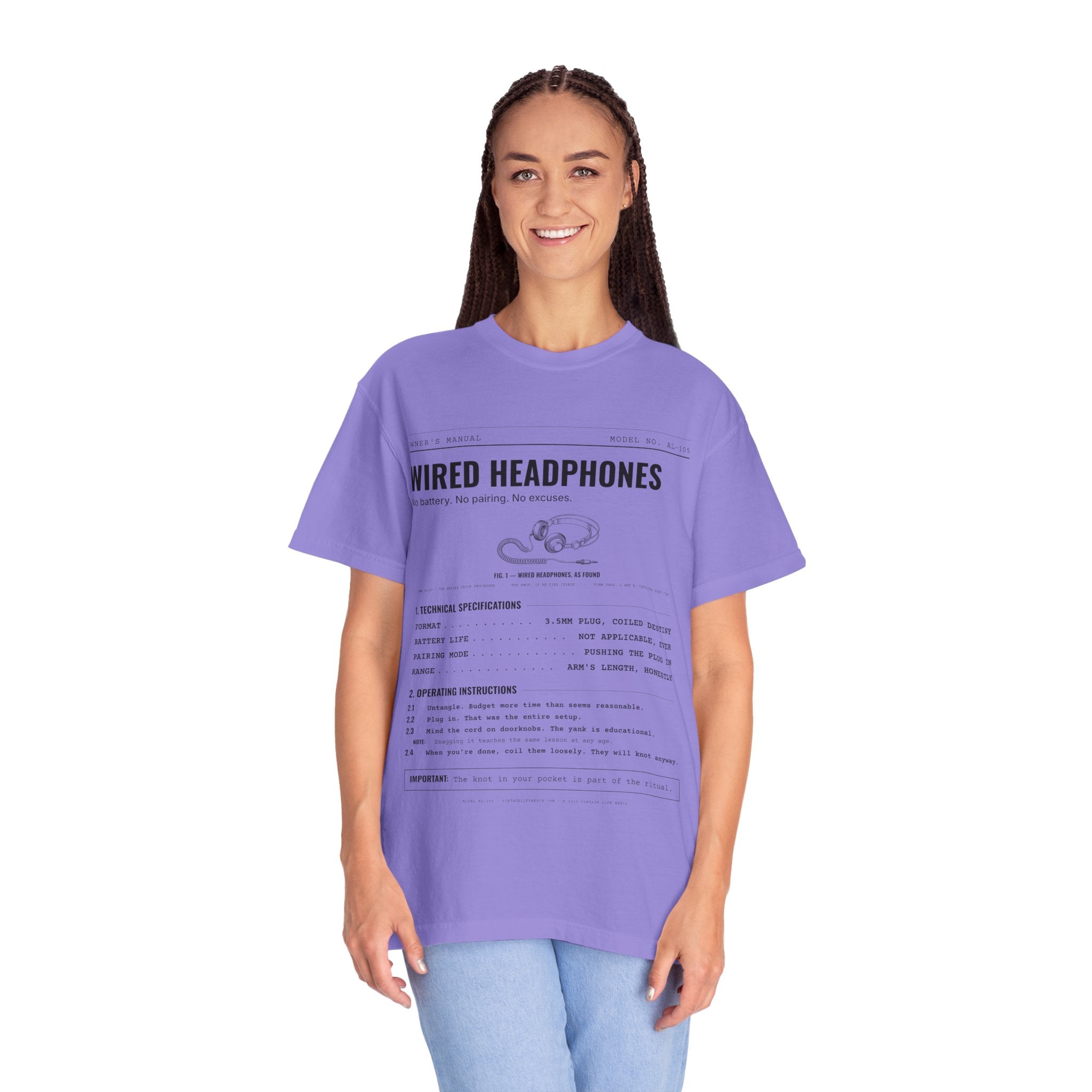 Wired Headphones Spec Sheet Shirt | Analog Life Vintage Tee