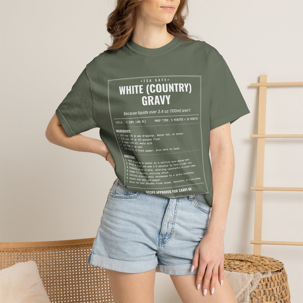 White Country Gravy | Vintage Recipe Card T-Shirt — White Ink