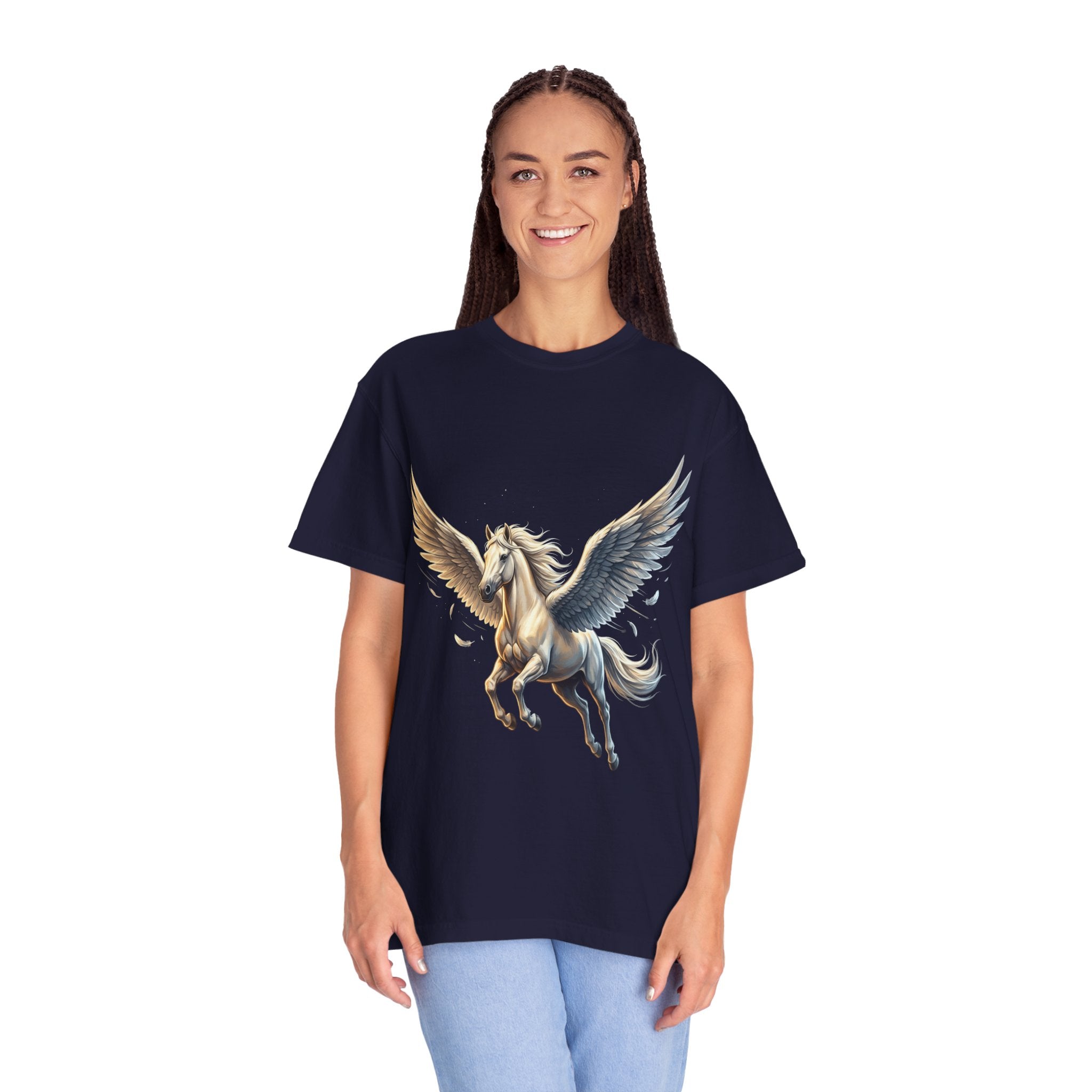 Majestic Pegasus Illustration T-shirt | Flying Horse Graphic Tee