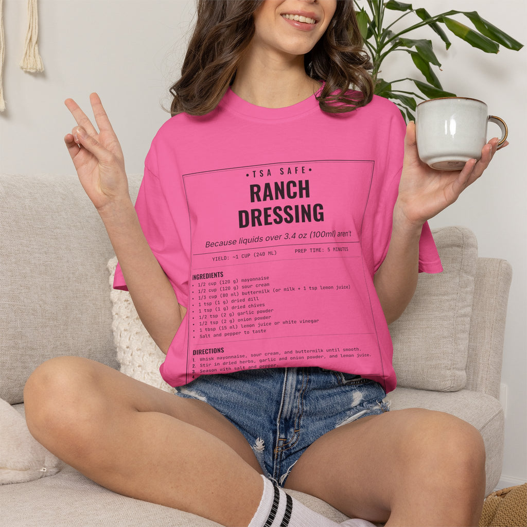 TSA-Safe Ranch Dressing | Vintage Recipe Card T-Shirt — Black Ink