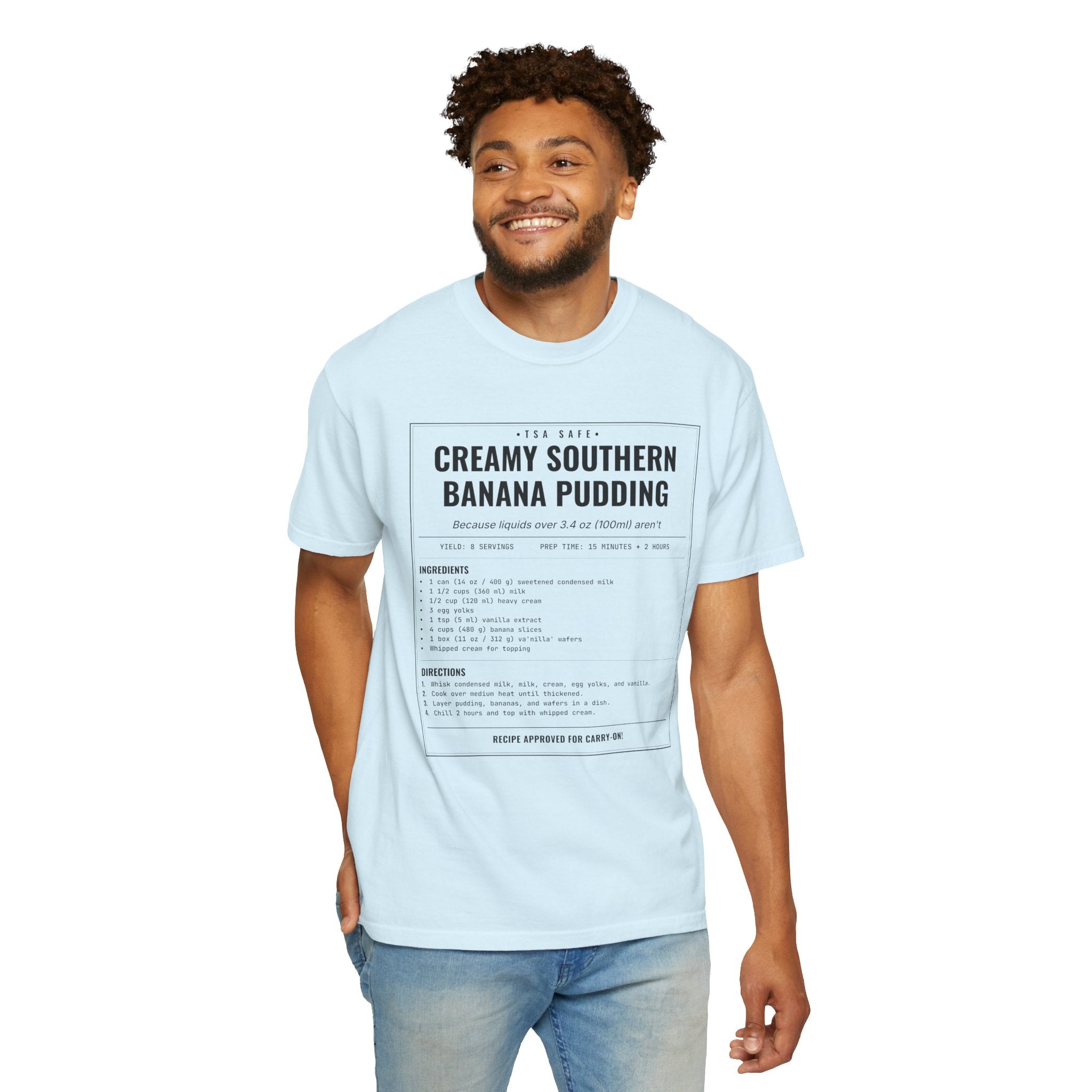 Creamy Southern Banana Pudding | Vintage Recipe Card T-Shirt — Black Ink
