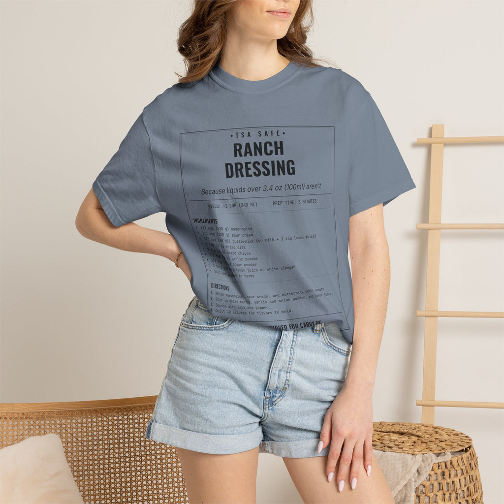 TSA-Safe Ranch Dressing | Vintage Recipe Card T-Shirt — Black Ink