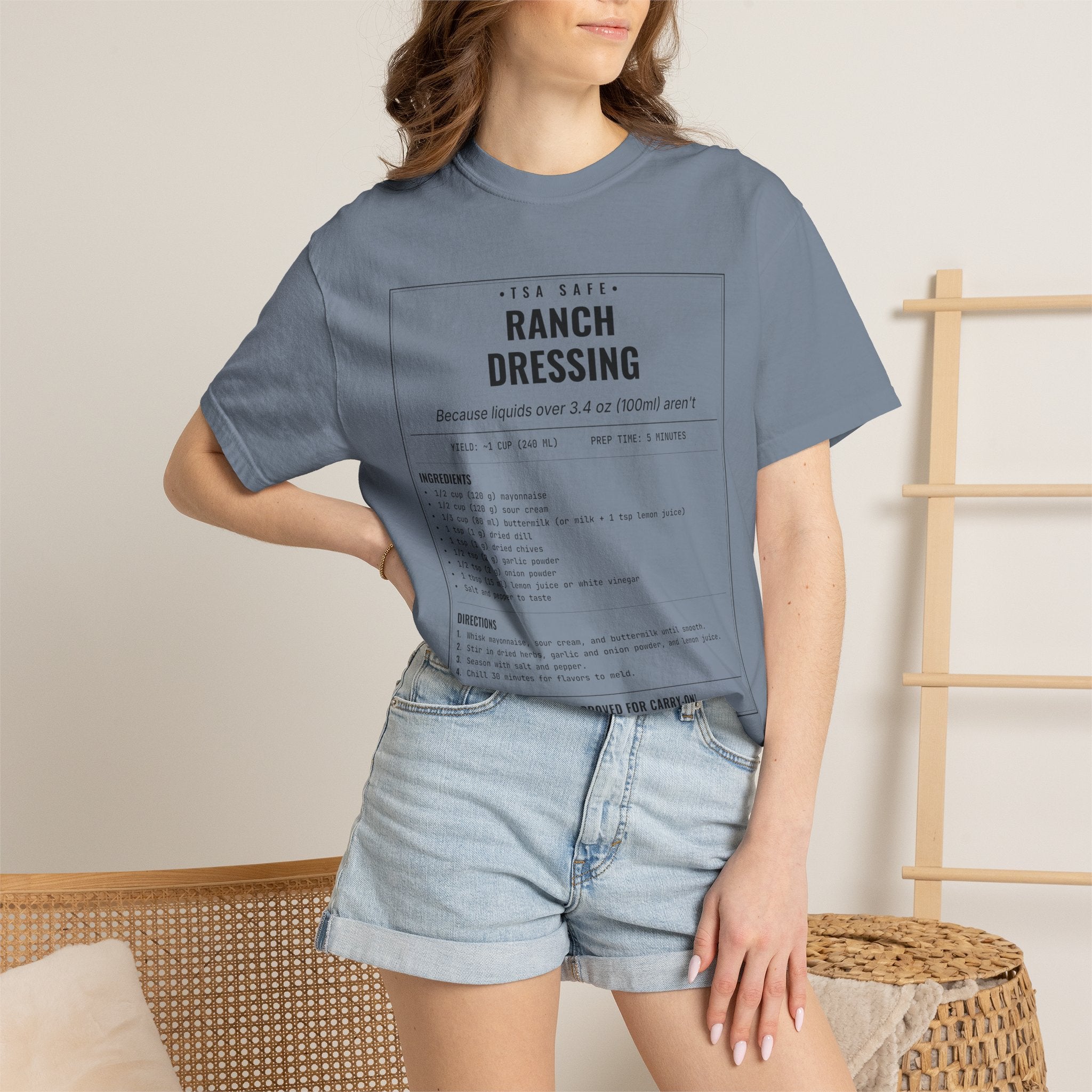 TSA-Safe Ranch Dressing | Vintage Recipe Card T-Shirt — Black Ink