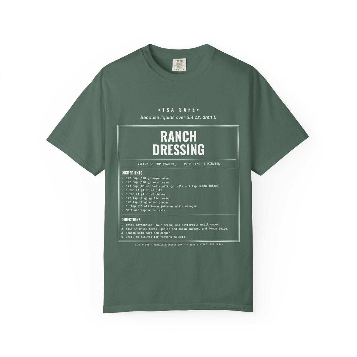 Ranch Dressing Recipe Shirt | TSA Safe Vintage Tee