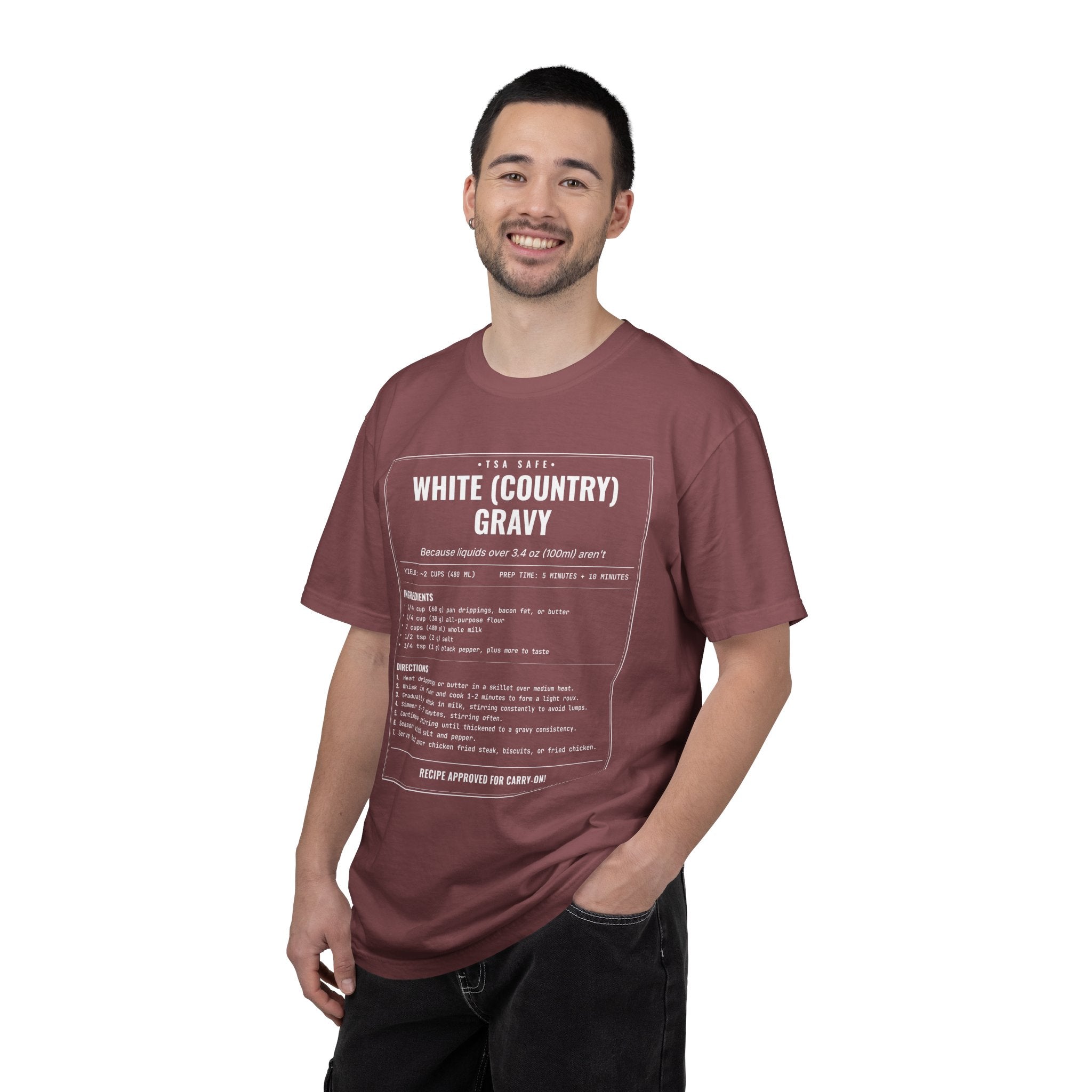 White Country Gravy | Vintage Recipe Card T-Shirt — White Ink