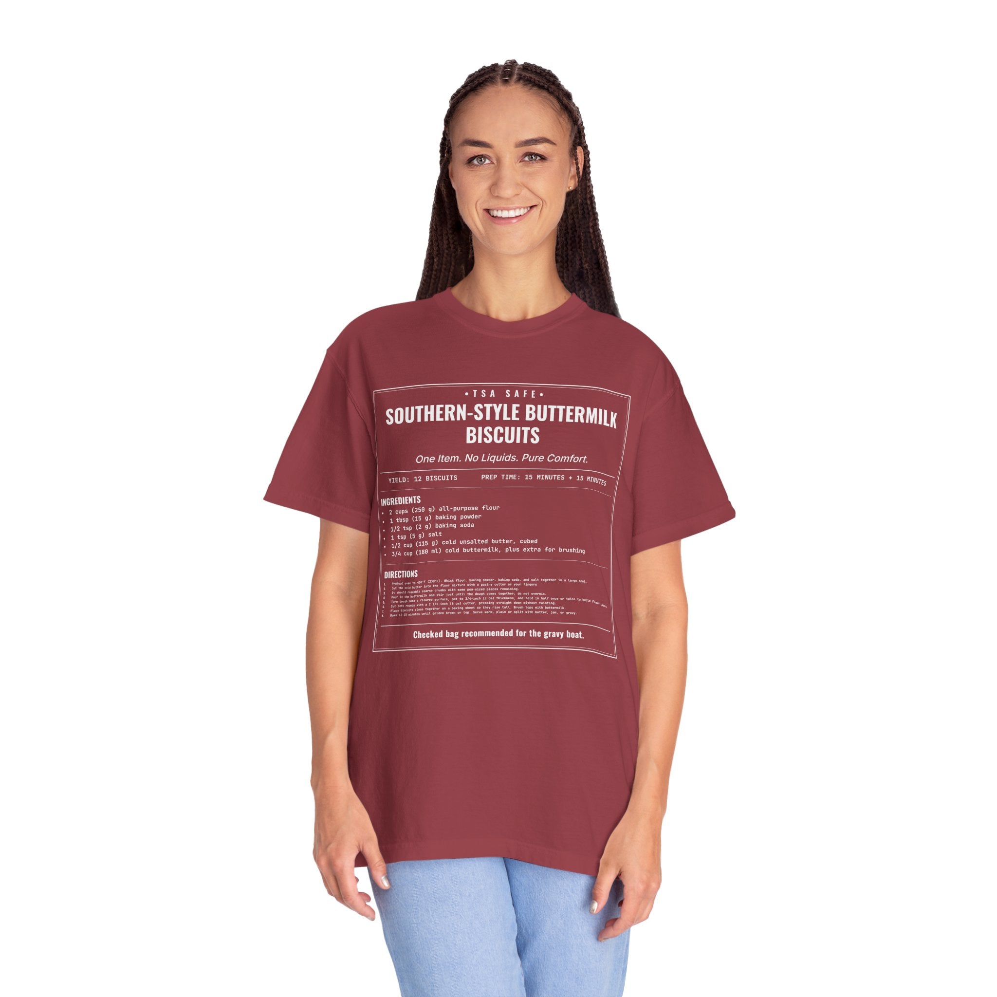 Southern Style Buttermilk Biscuits | Vintage Recipe Card T-Shirt — White Ink