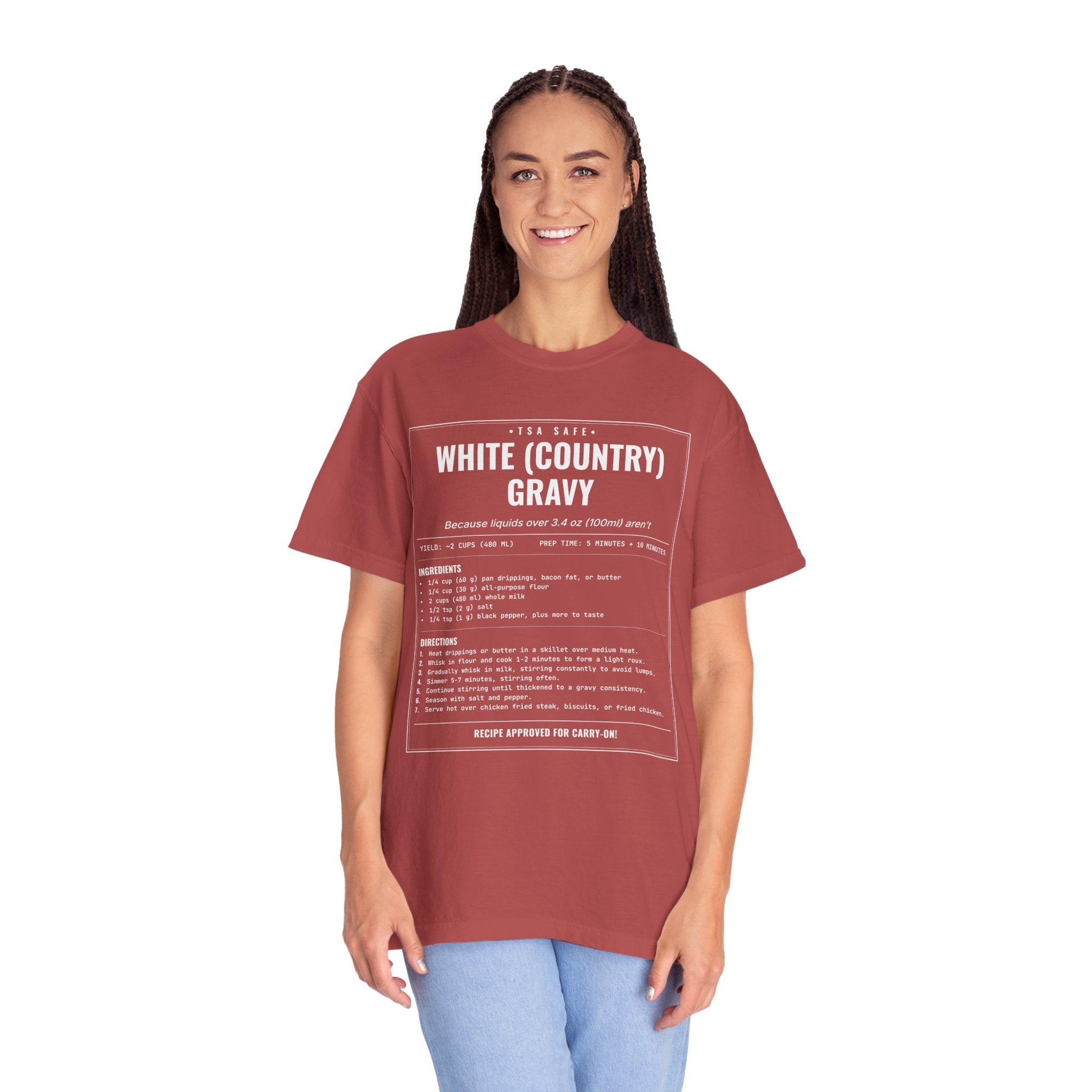 White Country Gravy | Vintage Recipe Card T-Shirt — White Ink