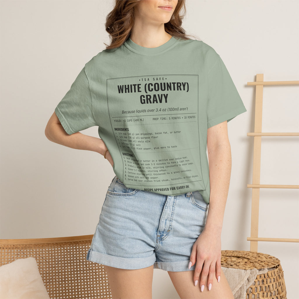 White Country Gravy | Vintage Recipe Card T-Shirt — Black Ink