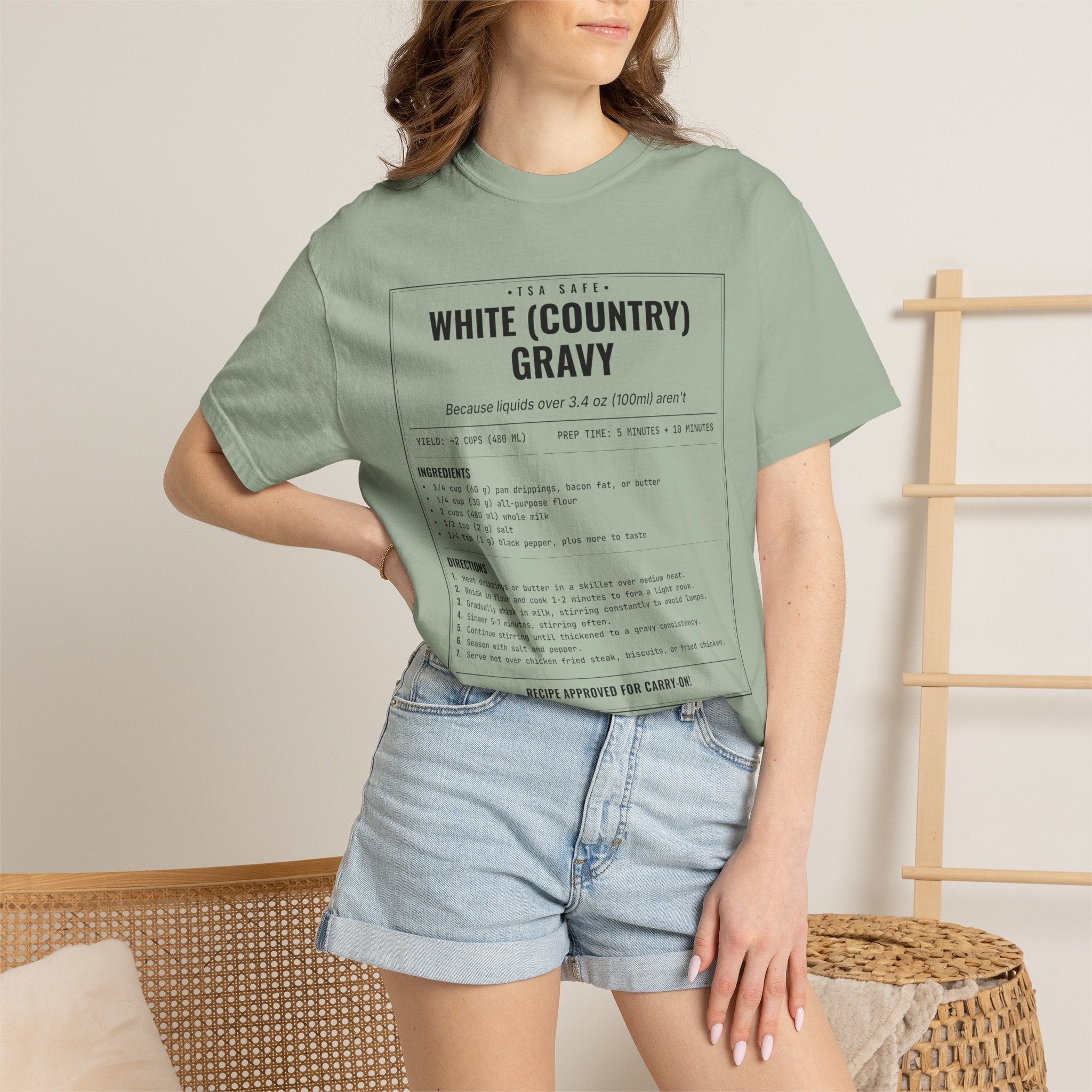 White Country Gravy | Vintage Recipe Card T-Shirt — Black Ink