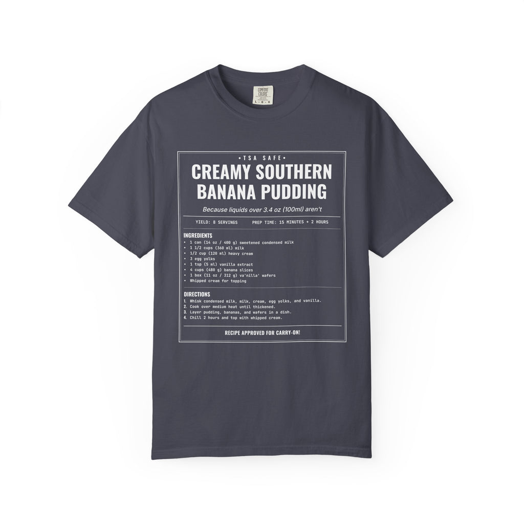 Creamy Southern Banana Pudding | Vintage Recipe Card T-Shirt — White Ink