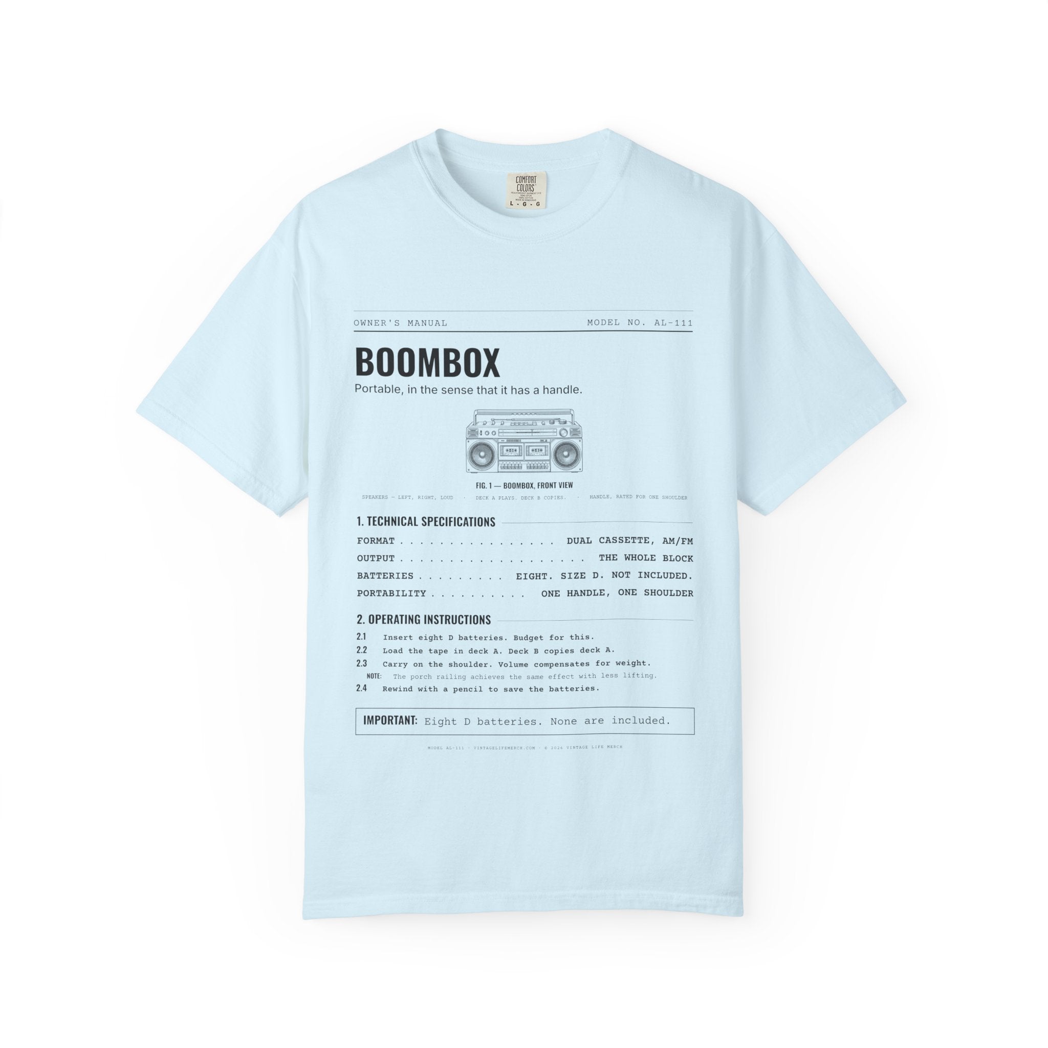 Boombox Spec Sheet Shirt | Analog Life Vintage Tee in Chambray