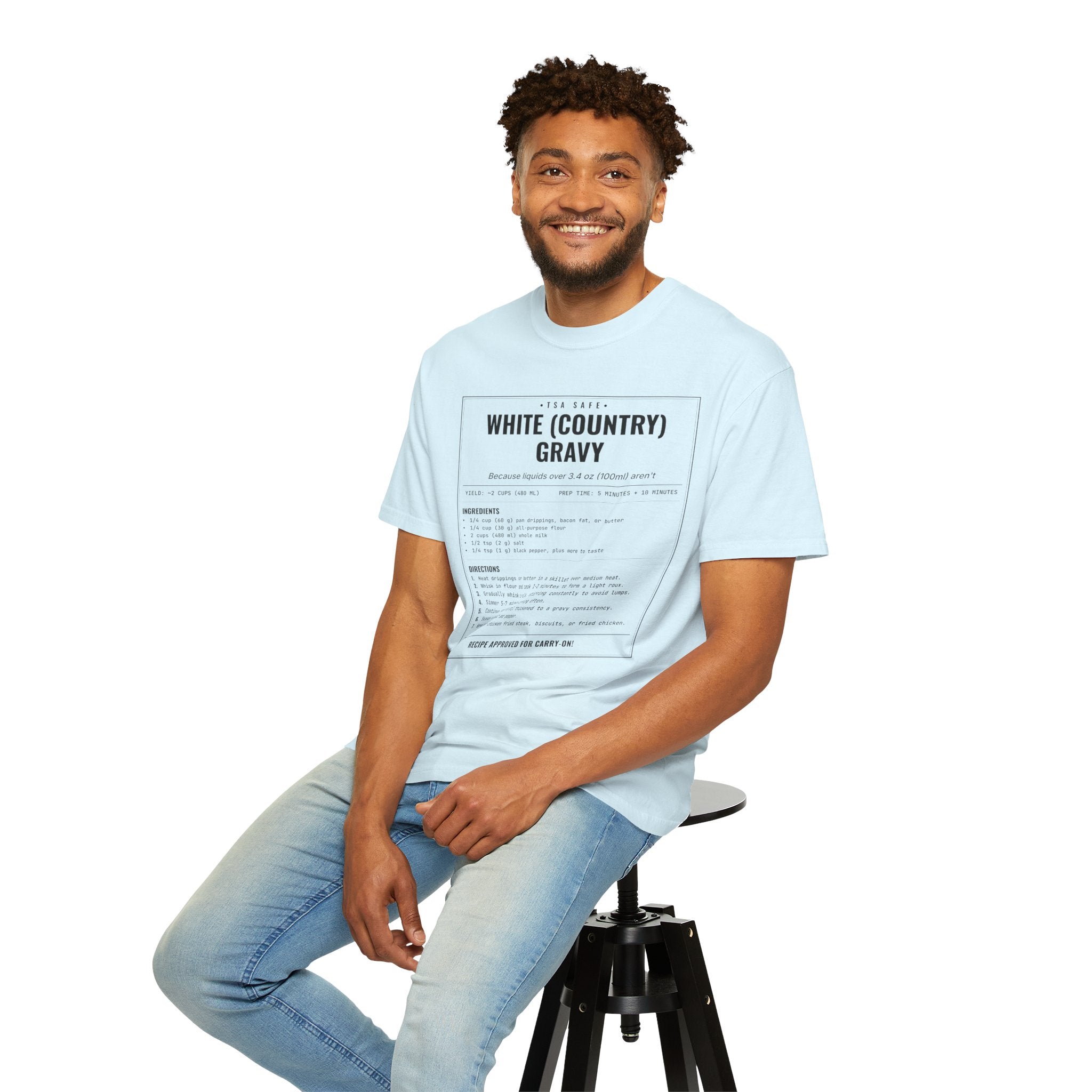 White Country Gravy | Vintage Recipe Card T-Shirt — Black Ink